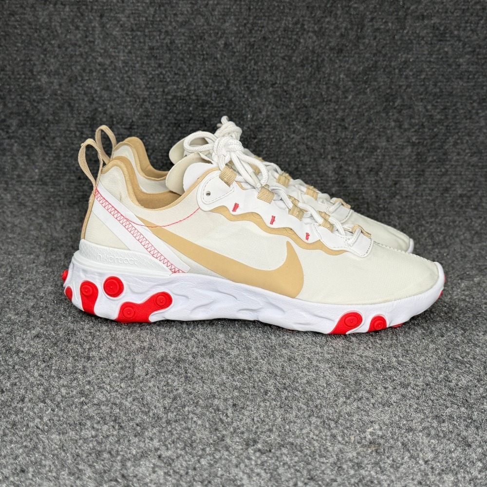 Nike React Element 55 Running Shoes Women's 8 White Desert Ember‎ Athletic Run
